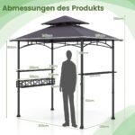 Grilio paviljonas su mobiliuoju grilio staliuku ir stogeliu (Juoda) – Paveikslėlis 2