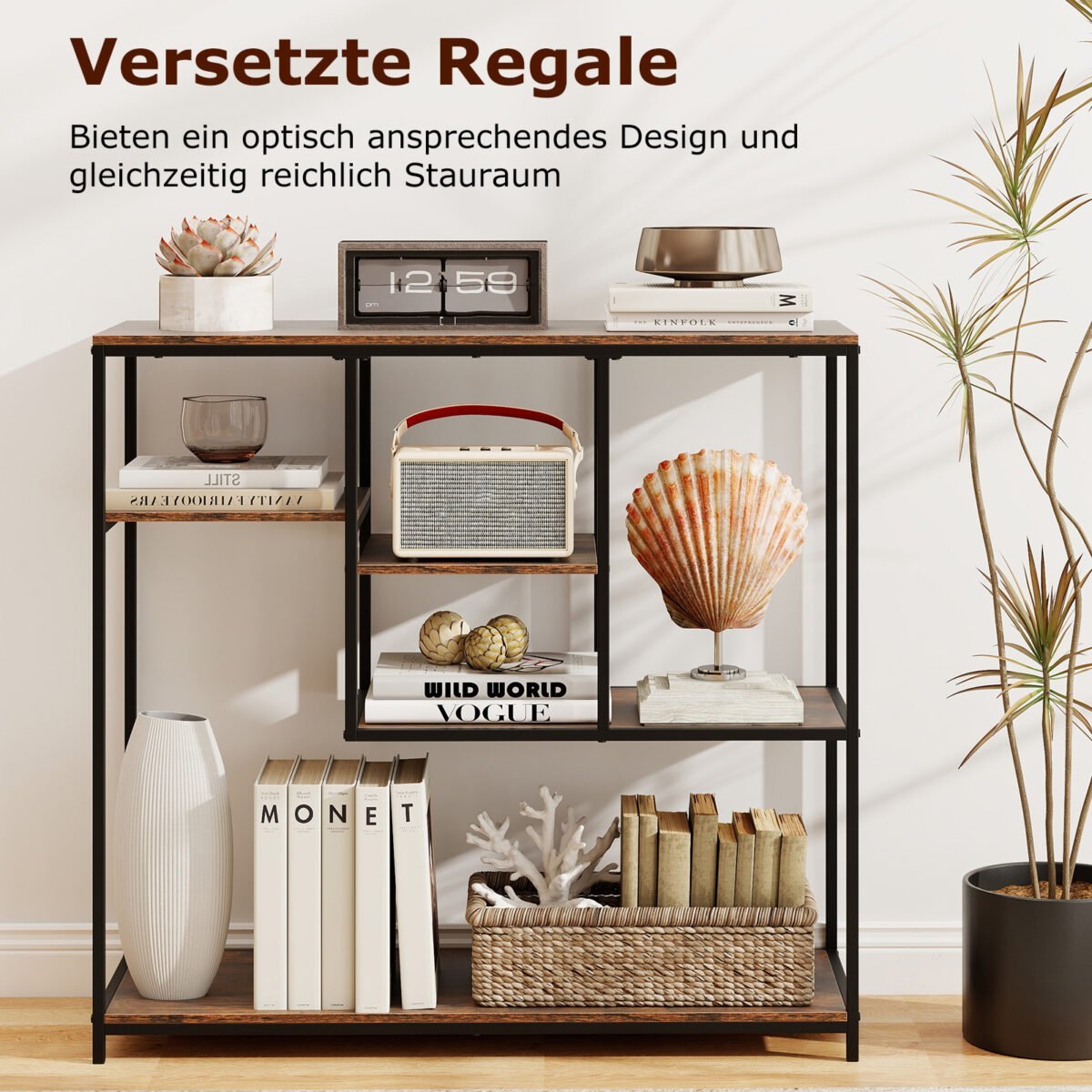 Industrinio stiliaus konsolinis staliukas su daiktadėže (Kaimiška ruda) – Paveikslėlis 4