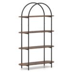 Išlenkta 4 pakopų knygų lentyna (Kaimiška ruda)