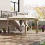 Išskleidžiamas paviljonas su saulės energijos LED apšvietimu