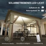 Išskleidžiamas paviljonas su saulės energijos LED apšvietimu