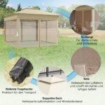 Išskleidžiamas paviljonas su saulės energijos LED apšvietimu
