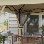 Išskleidžiamas paviljonas su saulės energijos LED apšvietimu