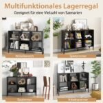 Knygų lentyna su 6 skyriais ir reguliuojamomis lentynomis (Juoda) – Paveikslėlis 4