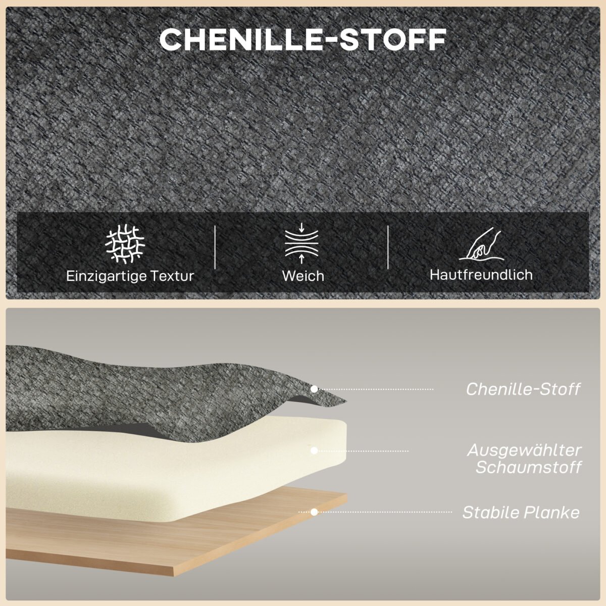 Kompaktiška dvivietė šenilinė sofa su sparnuotu atlošu – Paveikslėlis 4