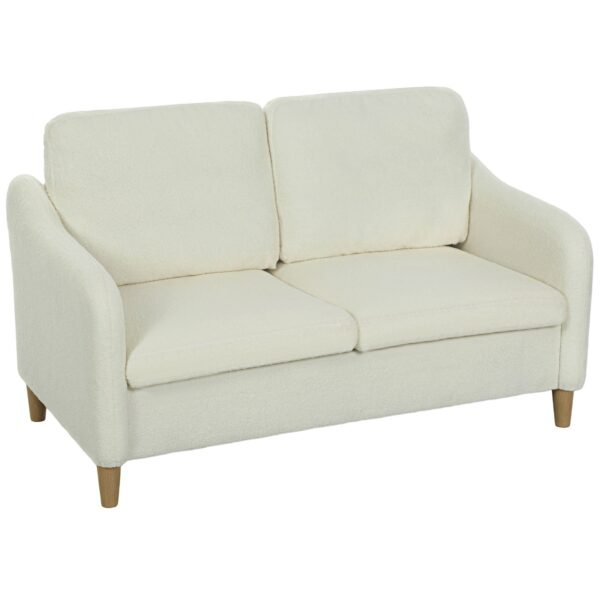 Kompaktiška dvivietė sofa su Sherpa fliso apmušalais