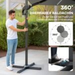 Konsolinis saulės skėtis su saulės energijos LED apšvietimu, 360° pasukimu ir palenkimo funkcija, Ø294 cm – Paveikslėlis 4