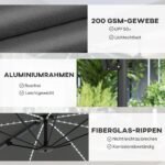 Konsolinis saulės skėtis su saulės energijos LED apšvietimu, 360° pasukimu ir palenkimo funkcija, Ø294 cm – Paveikslėlis 8