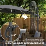 Konsolinis saulės skėtis su saulės energijos LED apšvietimu, 360° pasukimu ir palenkimo funkcija, Ø294 cm – Paveikslėlis 9