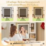 Kosmetikos staliukas su apšviestu veidrodžiu ir integruotais elektros lizdais (Balta) – Paveikslėlis 5