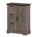 Kredensas su slankiojančiomis durelėmis ir 3 stalčiais (Pilka)