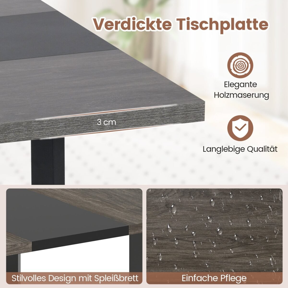 Kvadratinis konferencijų stalas su tvirtu metaliniu rėmu (Pilka) – Paveikslėlis 4