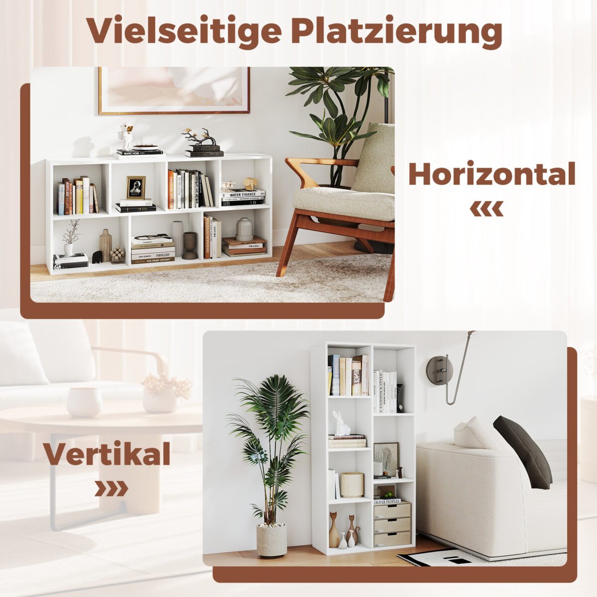 Laisvai pastatoma 7 skyrių knygų lentyna (Balta) – Paveikslėlis 3