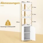 Laisvai pastatoma penkiaaukštė kampinė lentyna su integruota saugykla (Balta) – Paveikslėlis 2