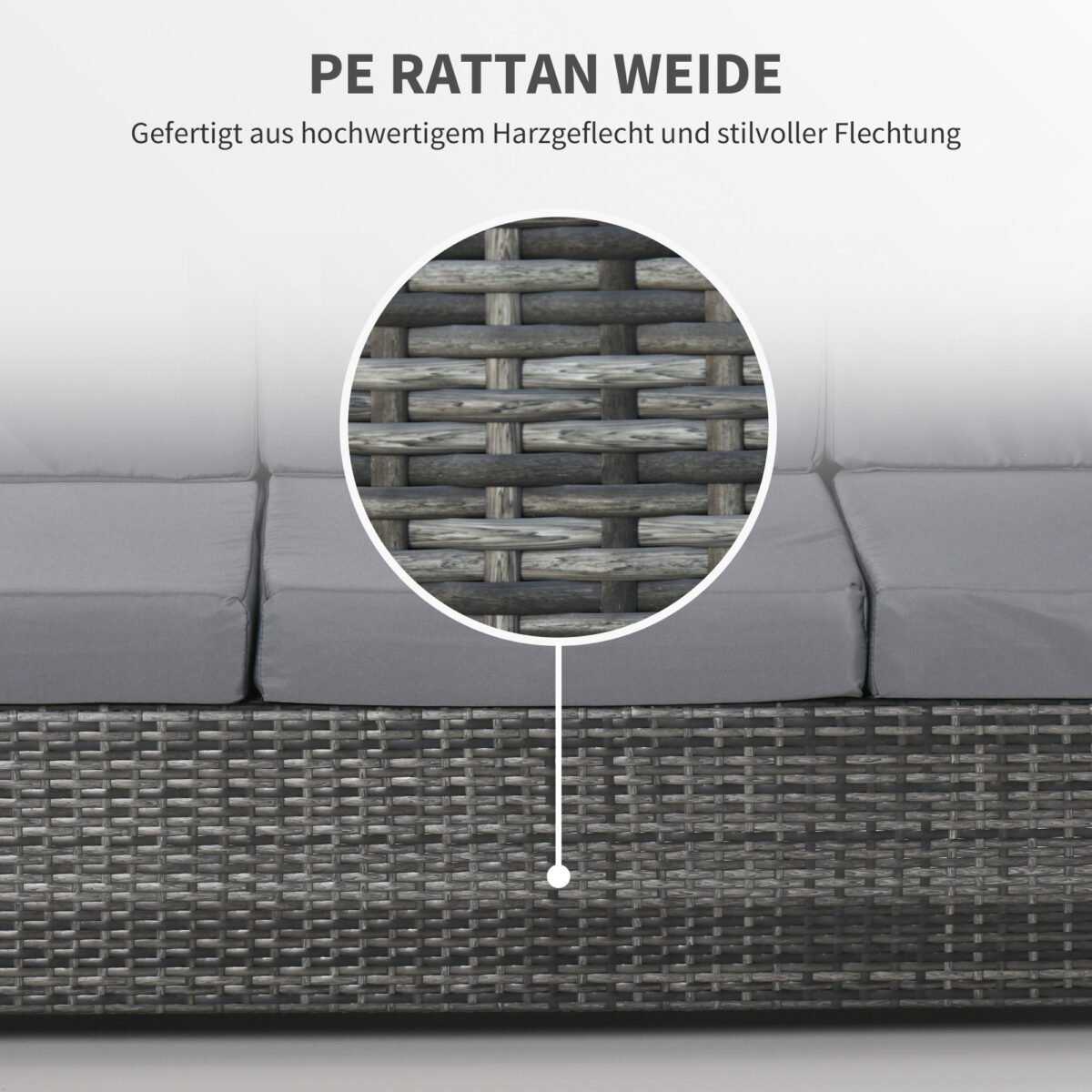 Lauko 3-vietė PE ratano poilsio sofa su pagalvėmis – Paveikslėlis 6