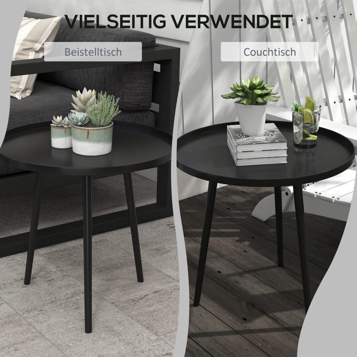 Lauko apvalus šoninis staliukas su paaukštintu kraštu – Paveikslėlis 5