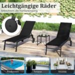 Lauko gultas su reguliuojamu atlošu ir staliuku (Juoda) – Paveikslėlis 3