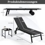 Lauko gultas su reguliuojamu atlošu ratukais ir staliuku (Pilka) – Paveikslėlis 2