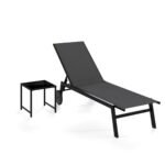 Lauko gultas su reguliuojamu atlošu ratukais ir staliuku (Pilka)