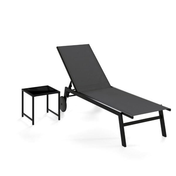 Lauko gultas su reguliuojamu atlošu ratukais ir staliuku (Pilka)