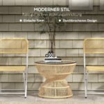 Lauko pagalbinis staliukas iš PE ratano su grūdinto stiklo stalviršiu – Paveikslėlis 4