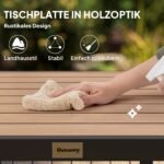 Lauko valgomojo stalas su aliuminio rėmu ir medžio imitacijos stalviršiu