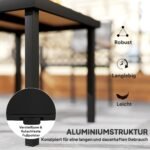 Lauko valgomojo stalas su aliuminio rėmu ir medžio imitacijos stalviršiu