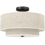 Lubinis šviestuvas su dvigubais lininio audinio gaubtais