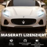 Maserati licencijuotas vaikų elektromobilis su 2 sėdynėmis ir nuotoliniu valdymu