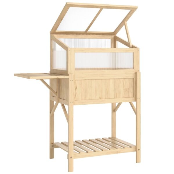 Medinė paaukštinta lysvė su daigykla ir atlenkiamu šoniniu staliuku