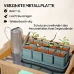 Medinė sodo spintelė su cinkuoto metalo stalviršiu