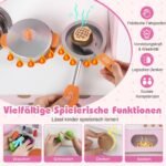 Medinė vaikiška žaidimų virtuvėlė su tikroviškomis funkcijomis (Rožinė) – Paveikslėlis 3