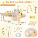Medinis Montessori lavinamasis staliukas su septyniomis veiklomis (Natūrali)