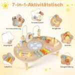 Medinis Montessori lavinamasis staliukas su septyniomis veiklomis (Natūrali)