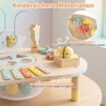 Medinis Montessori lavinamasis staliukas su septyniomis veiklomis (Natūrali)