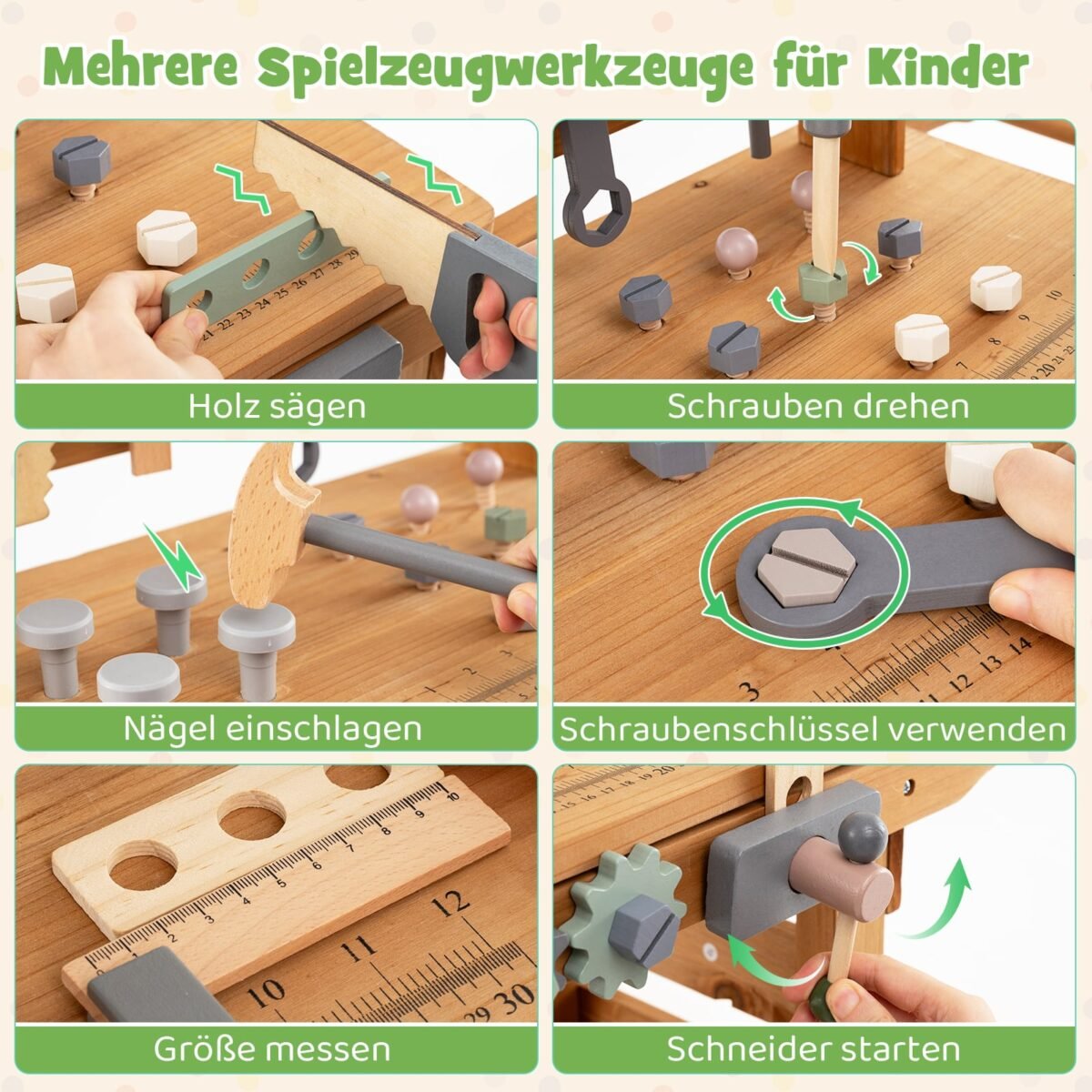 Medinis vaikų įrankių stalas (Natūrali) – Paveikslėlis 4