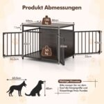 Medinis šunų narvas su 3 durimis ir šoniniu staliuku (Rustikinė ruda ir juoda) – Paveikslėlis 2