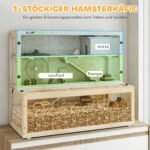 Medinis trijų aukštų narvas smulkiems gyvūnams 100x50x84 cm – Paveikslėlis 4