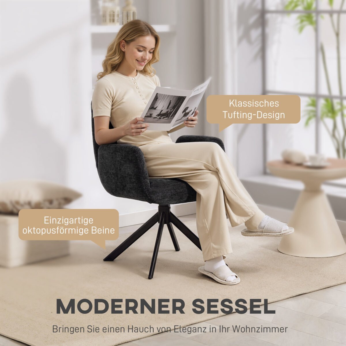 Modernaus dizaino pasukamas fotelis – Paveikslėlis 4