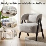 Modernus skaitymo krėslas su dirbtinio kailio apmušalu ir juosmens pagalvėle (Pilka) – Paveikslėlis 3