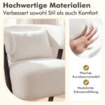 Modernus skaitymo krėslas su dirbtiniu kailiu ir juosmens pagalvėle (Balta) – Paveikslėlis 4