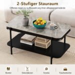 Modernus stačiakampis kavos staliukas su sukepinto akmens stalviršiu (Pilka) – Paveikslėlis 4