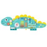 Montessori 11 viename medinė sensorinė dinozaurų veiklos sienelė (Žalia)