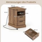 Naktinis staliukas su įkrovimo stotele ir dviem stalčiais (Ruda) – Paveikslėlis 2