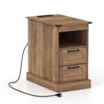 Naktinis Staliukas su Įkrovimo Stotele ir Dviem Stalčiais (Ruda)