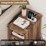 Naktinis staliukas su įkrovimo stotele ir dviem stalčiais (Ruda) – Paveikslėlis 4