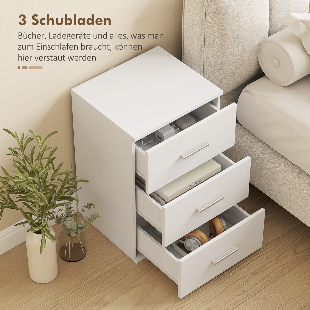 Naktinis staliukas-komoda su 3 stalčiais – Paveikslėlis 4