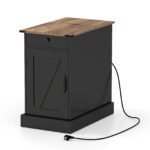 Naktinis staliukas su integruota įkrovimo stotele ir sulankstomu stalviršiu (Juoda)