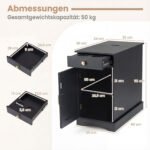 Naktinis staliukas su paslėpta krovimo stotele ir reguliuojama lentyna (Juoda) – Paveikslėlis 2