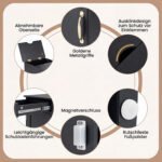 Naktinis staliukas su paslėpta krovimo stotele ir reguliuojama lentyna (Juoda) – Paveikslėlis 5